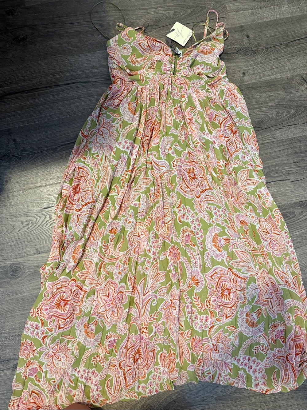 Floral Green and Pink Maxi Sundress